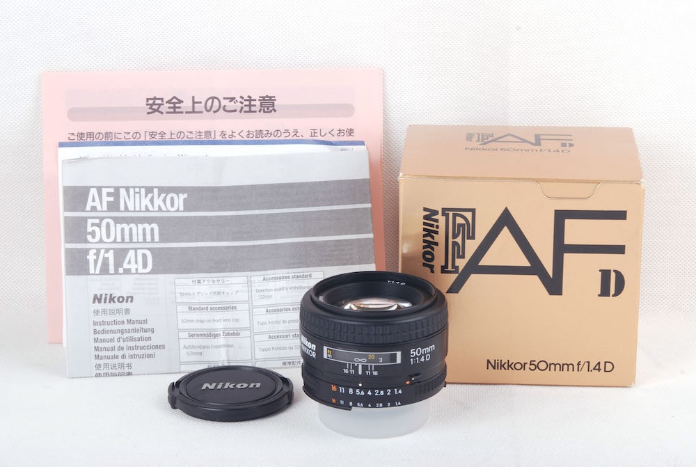 【新同品】Nikon/ニコン AF Nikkor 50/1.4 D ブラック レンズ ケース付き