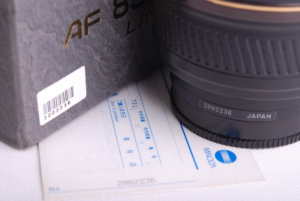 【新同品】Minolta/ミノルタ 85/1.4 D limited 限定 フルセット