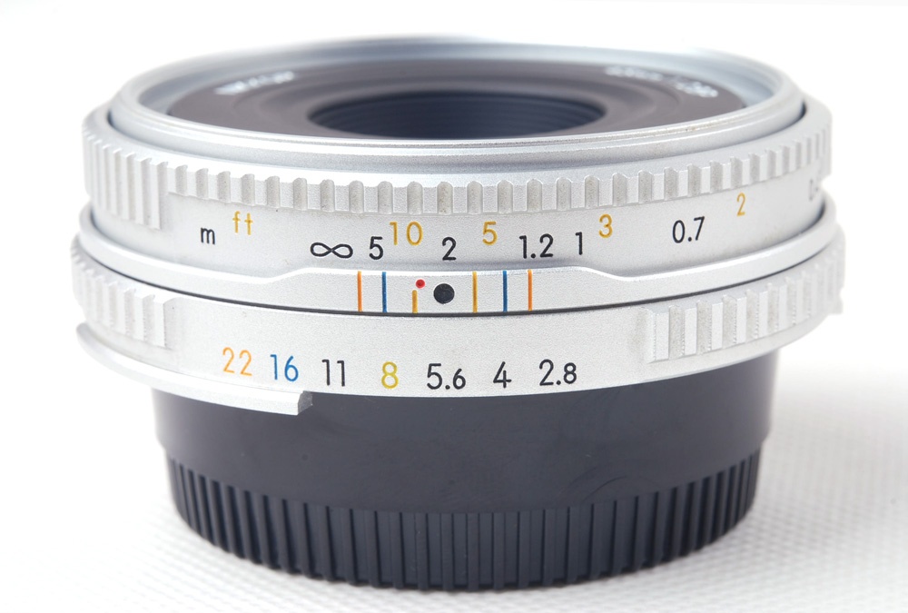 【美品】Nikon/ニコン NIKKOR 45/2.8 P AI-S口 シルバー MFレンズ HN-35フード付
