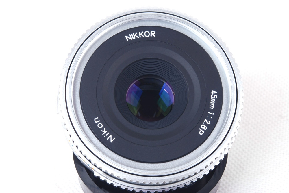 【美品】Nikon/ニコン NIKKOR 45/2.8 P AI-S口 シルバー MFレンズ HN-35フード付