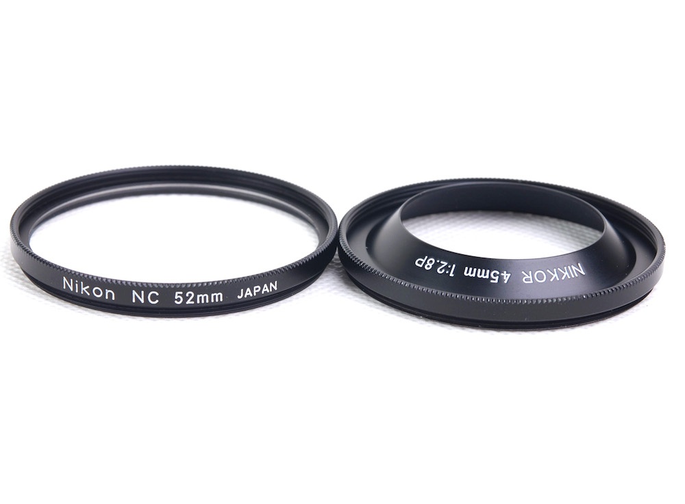 【美品】Nikon/ニコン Nikkor/ニッコール 45mm F2.8 P AI-Sマウント ブラック MF レンズ HN-35フード付