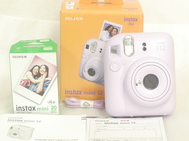 【美品】 instax mini12 (ライラック パ−プル) 専用フィルムmini (1箱10X2)
