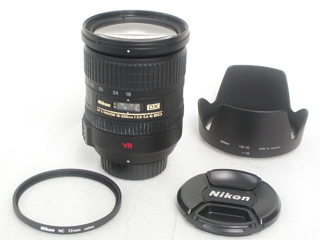 【難あり】 AF-S NIKKOR DX 18-200mm f/3.5-5.6G ED VR w/HB-35・Nikon NC