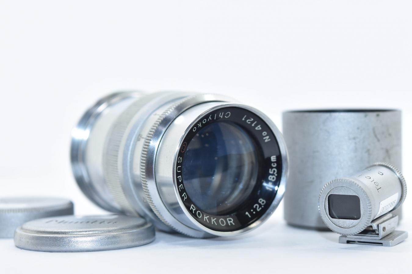 千代田光学 SUPER ROKKOR 8.5cm F2.8 MADE IN OCCPIED JAPAN 【純正フード、ファインダー、ケース付】  