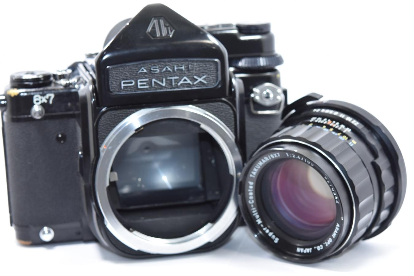 PENTAX 6×7 ミラーアップ TTL Super-Multi-Coated TAKUMAR/6×7 105/2.4付 モルト交換済 【ストラップ金具付】