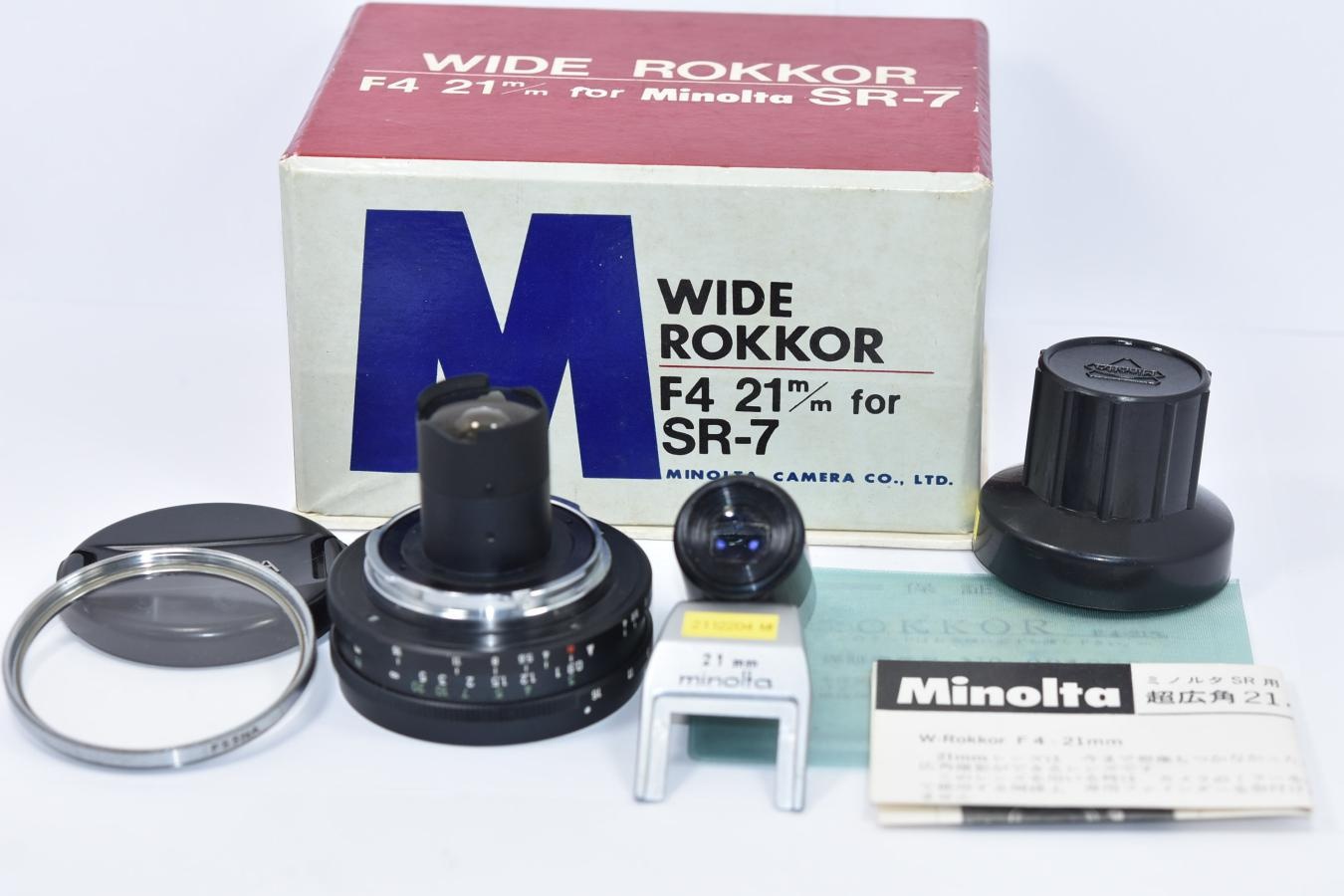 【希 少】MINOLTA W.ROKKOR-QH 21mm F4 【純正ファインダー、フィルター、元箱付】