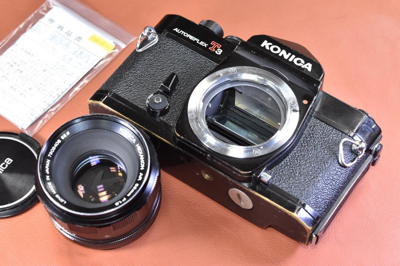 KONICA AUTOREFLEX T3 ブラック HEXANON AR 52/1.8付 【ボディモルト交換済 レンズ整備済 純正アクセサリーシュー付】