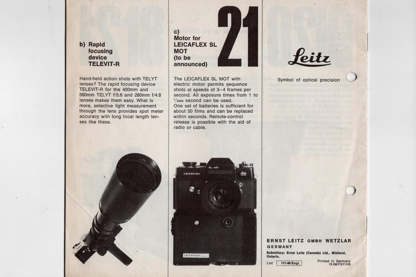 【絶版カタログ 希 少】LEICA FLEX SL