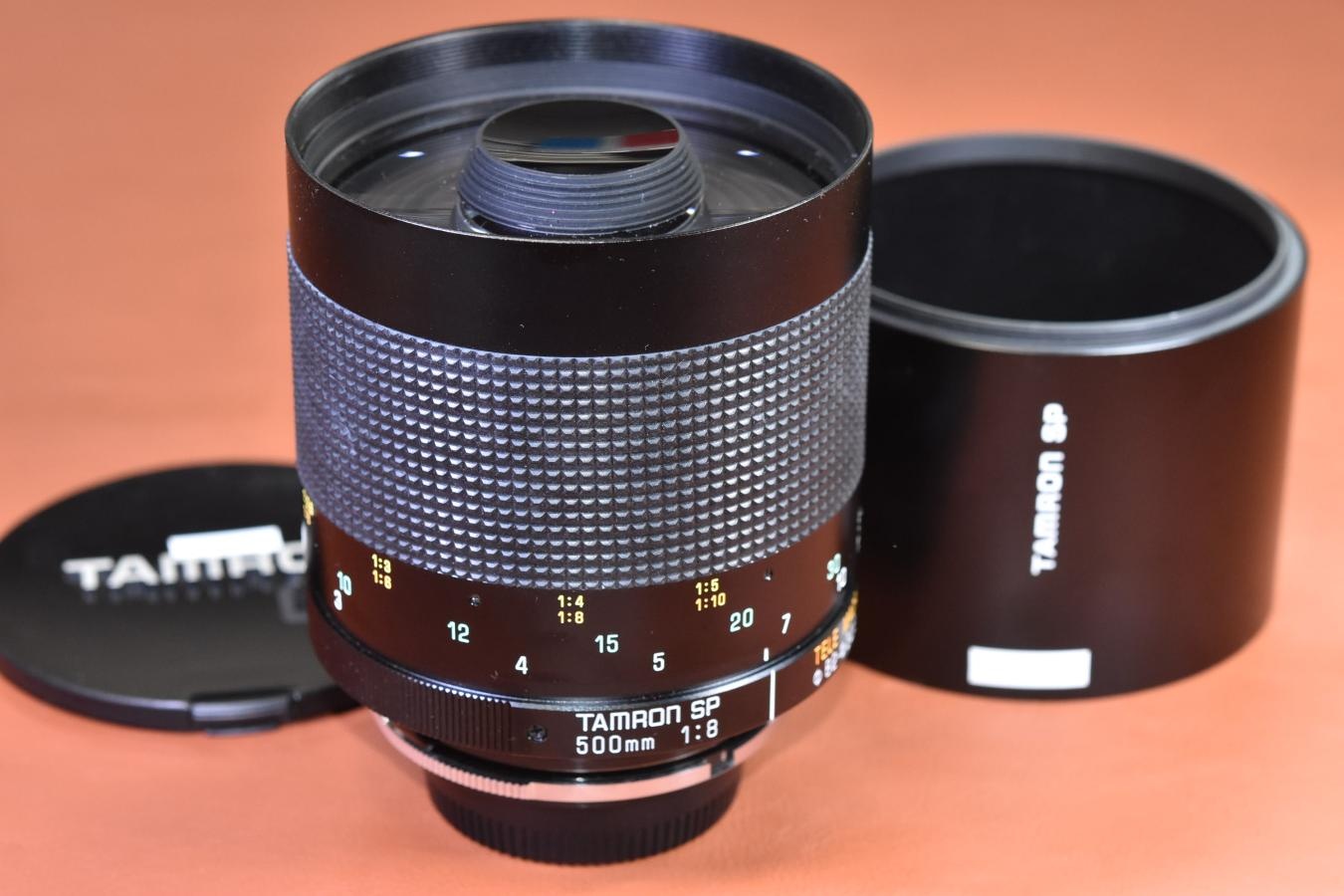 TAMRON SP 500mm F8 55BB  純正フード、ノーマルフィルター、ADAPTALL Nikon Ai付 【キレイな物をお探しの方必見!!自信ありの逸品!!】