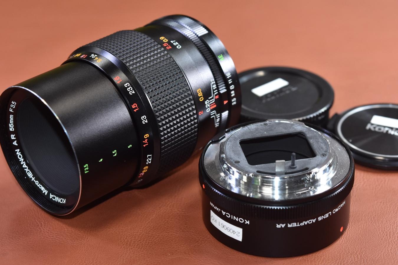 KONICA Macro-HEXANON AR 55mm F3.5 【MACRO LENS ADAPTER AR付】※キレイな物をお探しの方必見!!自信ありの逸品!!