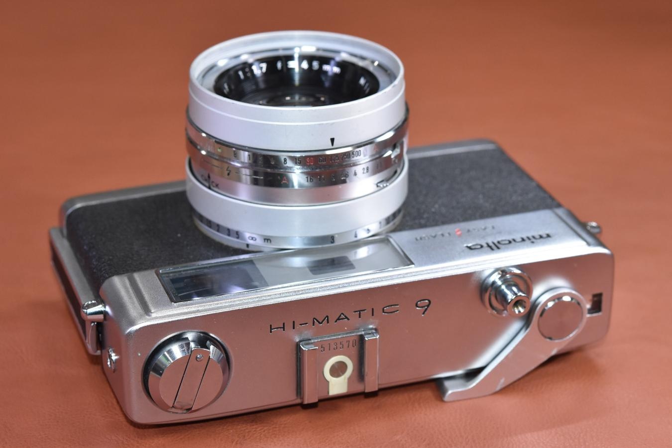 minolta HI-MATIC 9 モルト交換済【MINOLTA ROKKOR-PF 45/1.7レンズ搭載】