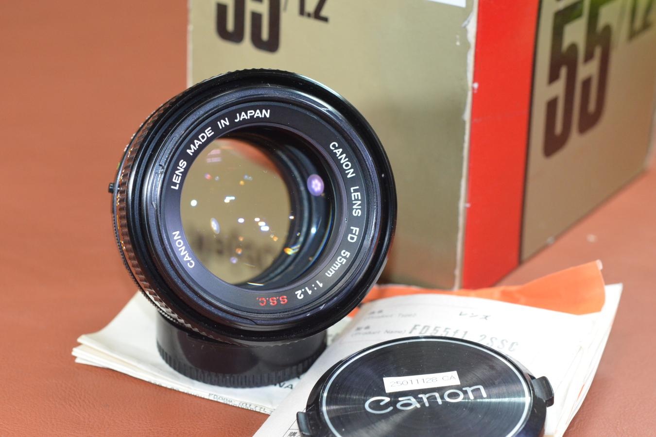 【コレクション向け】Canon FD 55mm F1.2 S.S.C. 元箱付一式【キレイな物をお探しの方必見!!自信ありの逸品!!】