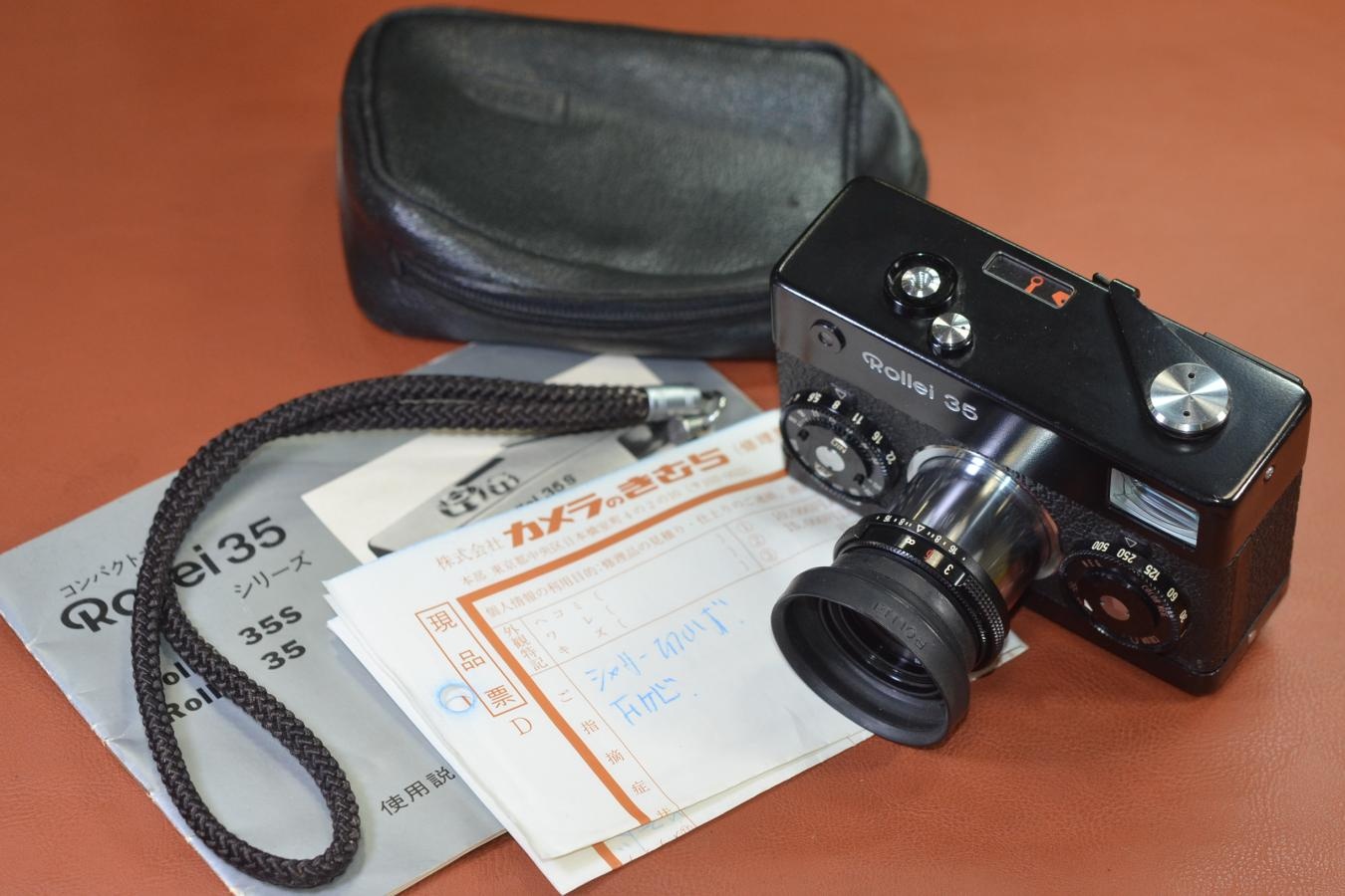 Rollei 35  Black  純正フード、ケース、ストラップ、取説付 【Tessar 40/3.5 レンズ搭載】
