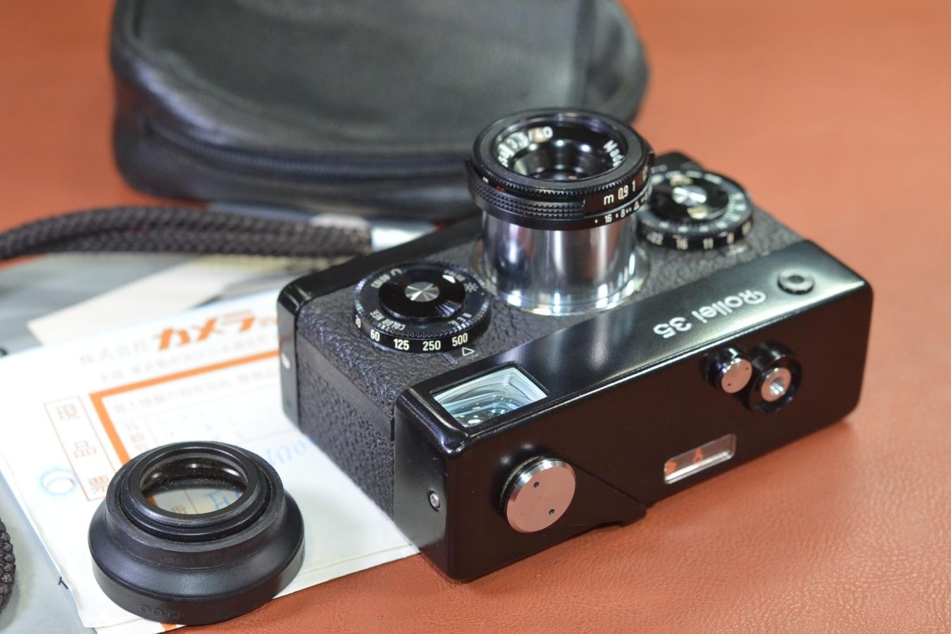 Rollei 35  Black  純正フード、ケース、ストラップ、取説付 【Tessar 40/3.5 レンズ搭載】