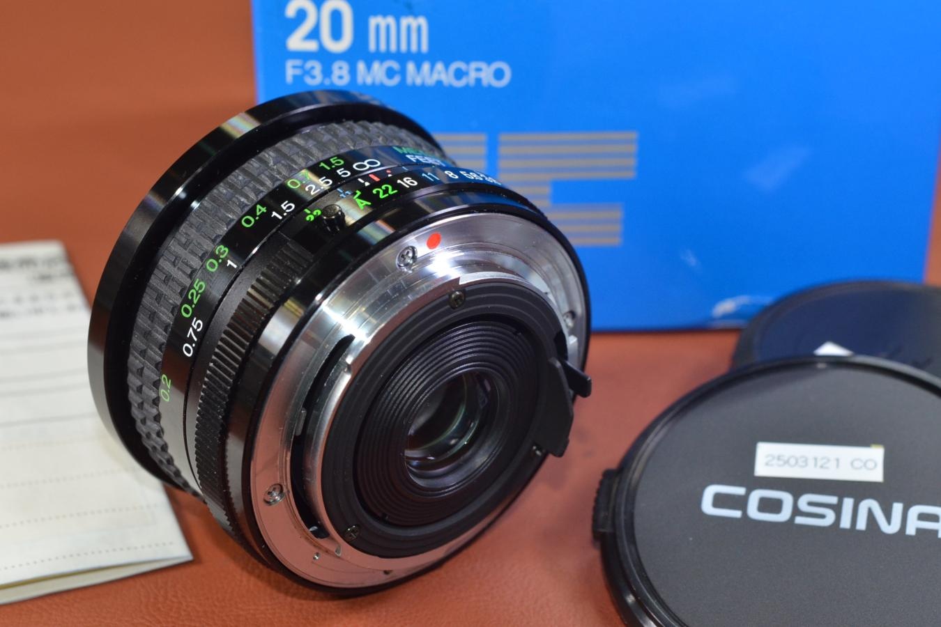 COSINA 20mm F3.8 MC WIDE ANGLE 元箱付一式 PENTAX Kマウントレンズ【キレイな物をお探しの方必見!!自信ありの逸品!!】