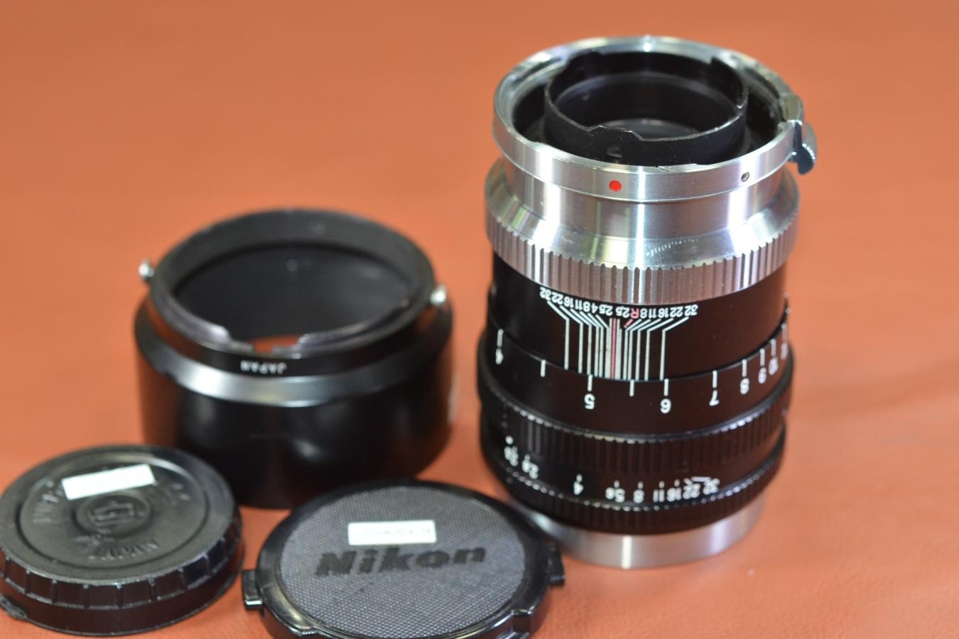Nippon Kogaku NIKKOR-P・C 10.5cm F2.5 純正メタルフード付【Nikon Sマウントレンズ】