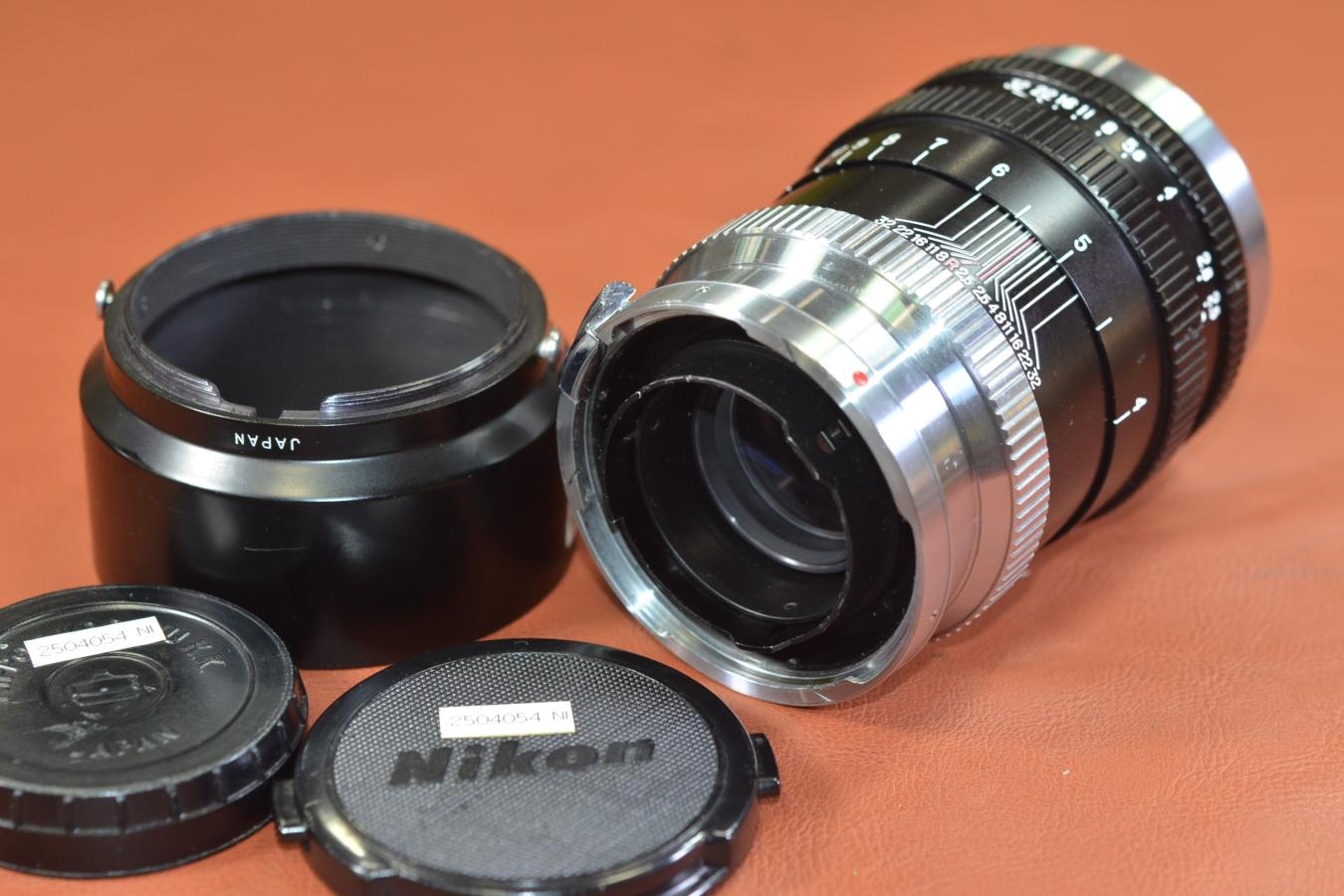 Nippon Kogaku NIKKOR-P・C 10.5cm F2.5 純正メタルフード付【Nikon Sマウントレンズ】