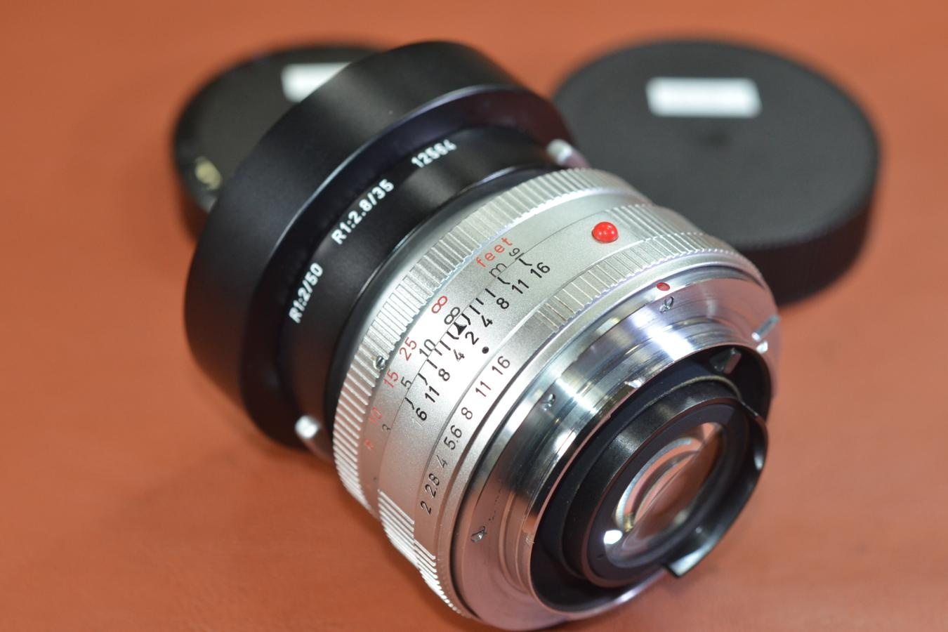【希 少】LEICA SUMMICRON-R 50mm F2 Silver 純正メタルフード12564付 【199万台1963年製】※キレイな物をお探しの方必見!!自信ありの逸品!!