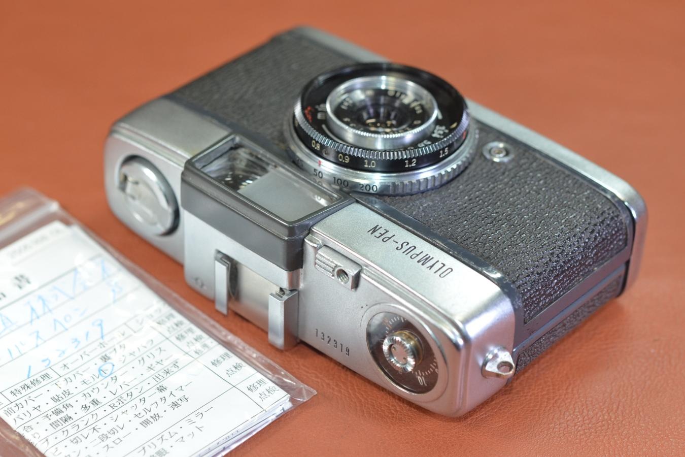 【希 少】OLYMPUS PEN 初期型 片耳 整備済【Olympus D.Zuiko 2.8cm F3.5 レンズ搭載】