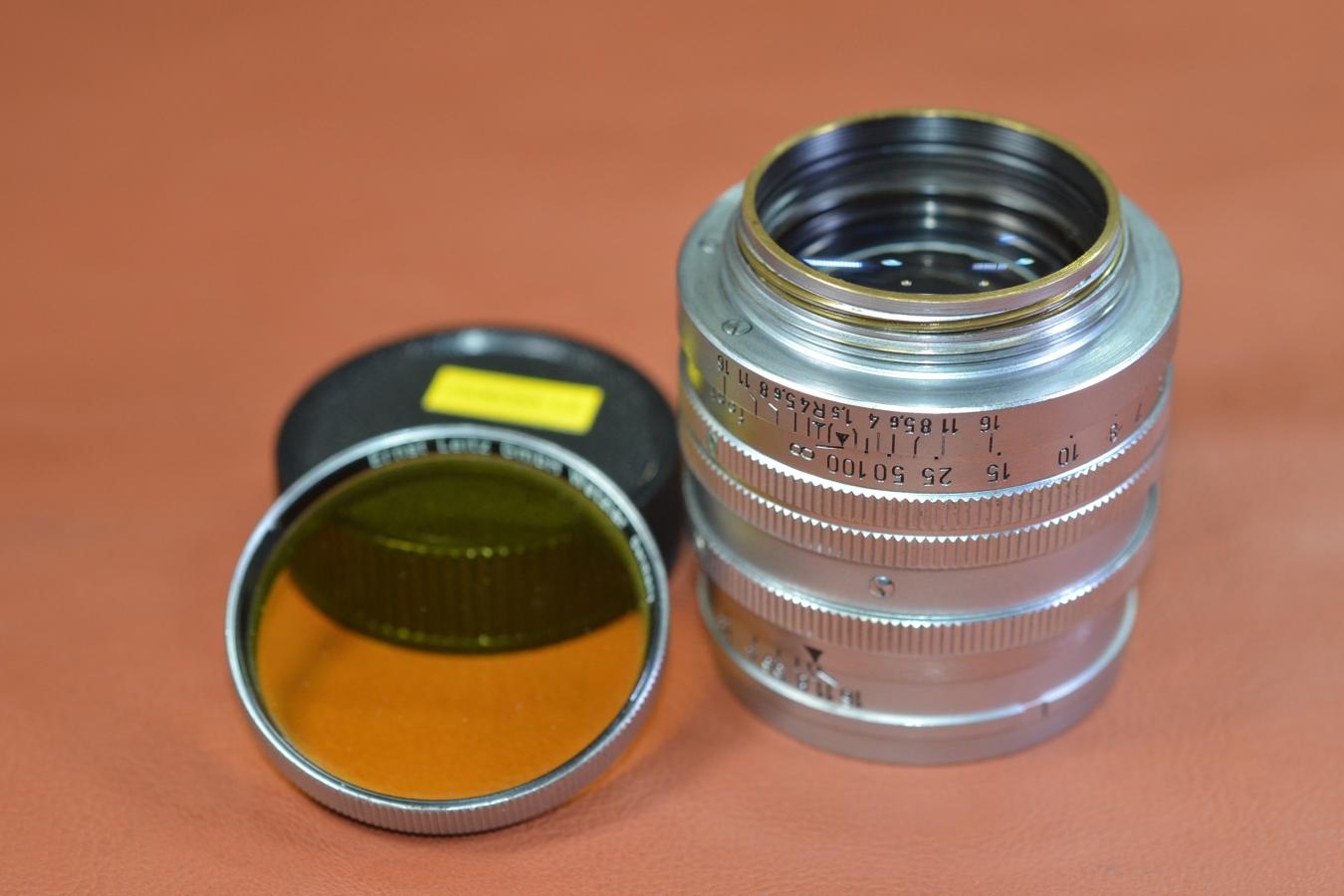 LEICA Summarit 5cm F1.5 feet表記 XOOSHイエローフィルター付 【74万台1949年製】※キレイな物をお探しの方必見!!自信ありの逸品!!