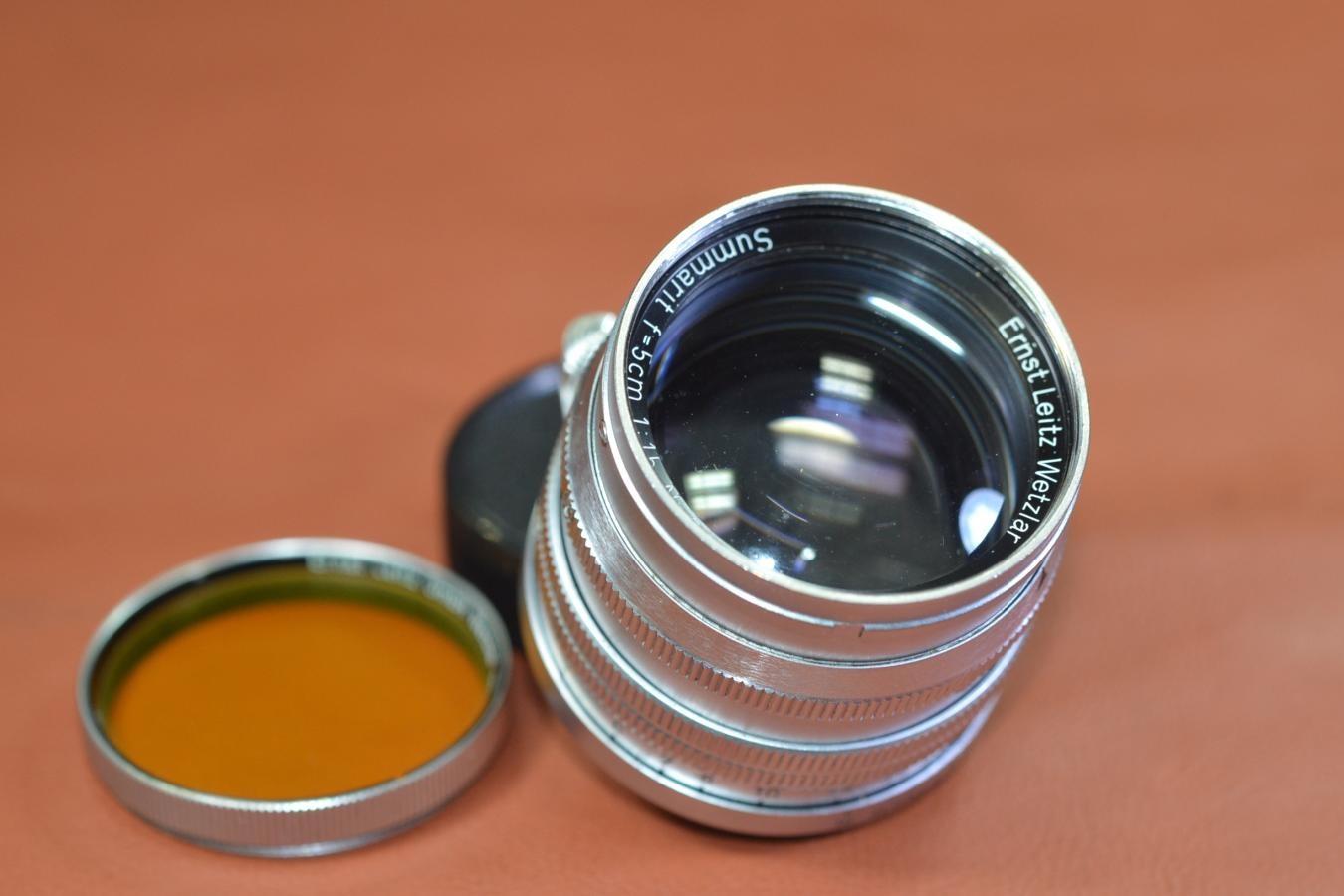 LEICA Summarit 5cm F1.5 feet表記 XOOSHイエローフィルター付 【74万台1949年製】※キレイな物をお探しの方必見!!自信ありの逸品!!