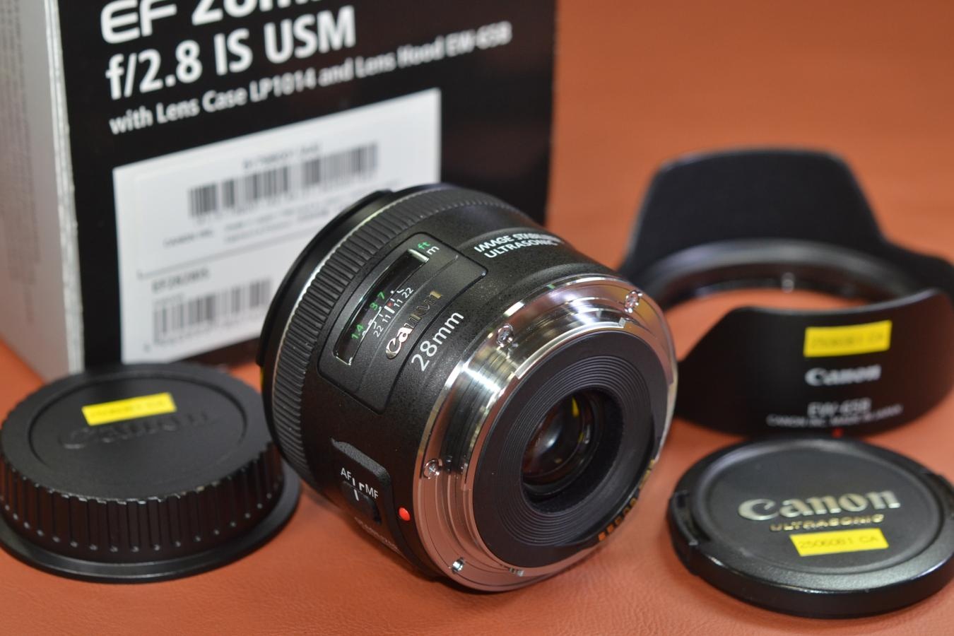 Canon EF 28mm F2.8 IS USM 元箱付一式【キレイな物をお探しの方必見!!自信ありの逸品!!】