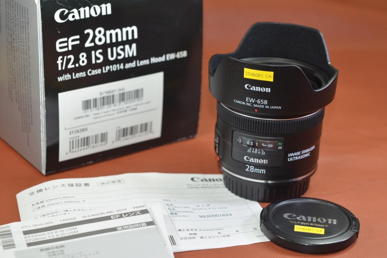 Canon EF 28mm F2.8 IS USM 元箱付一式【キレイな物をお探しの方必見!!自信ありの逸品!!】