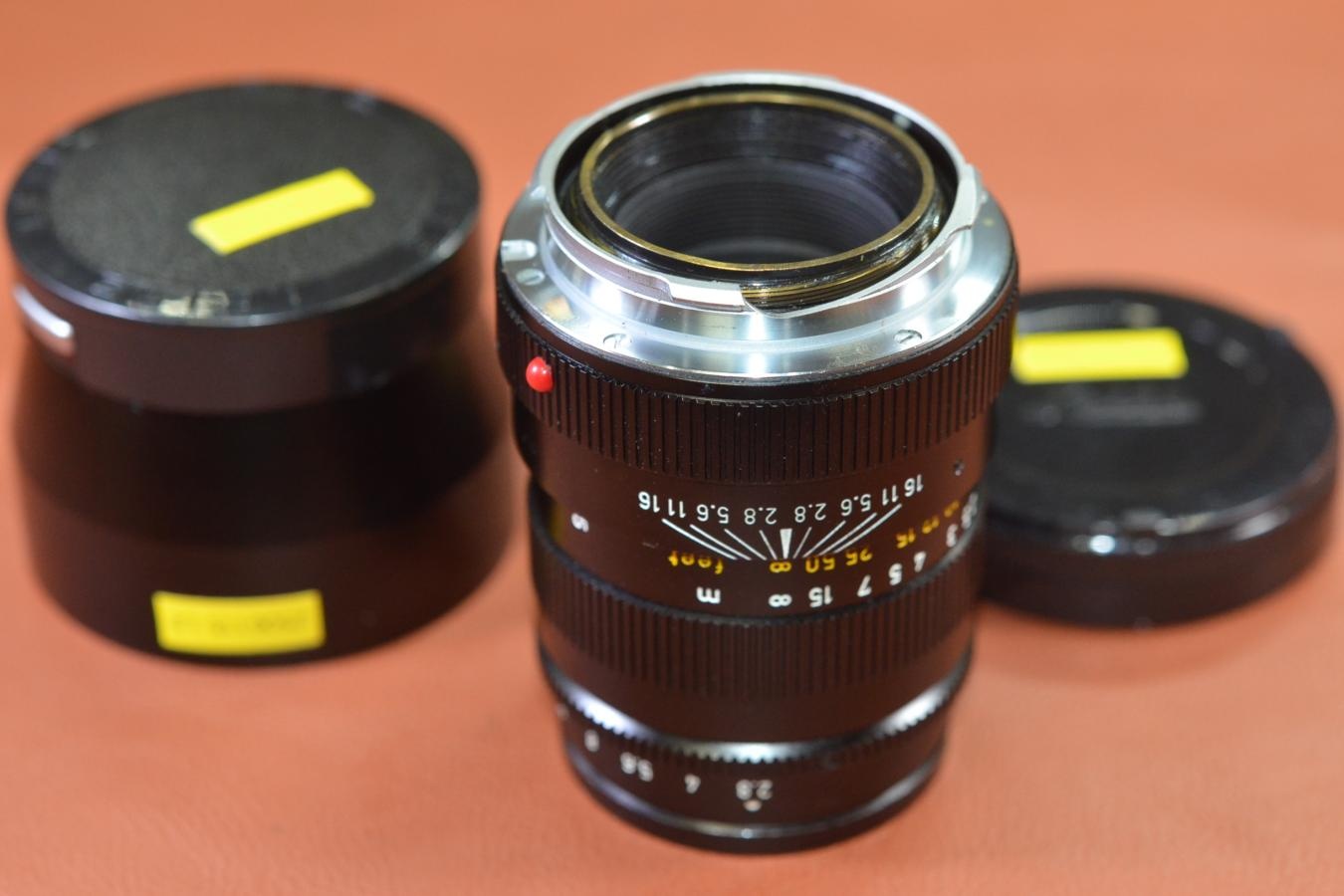 LEICA TELE-ELMARIT M 90mm F2.8 Black 純正メタルフード12575付【265万台1973年製】※キレイな物をお探しの方必見!!自信ありの逸品!!