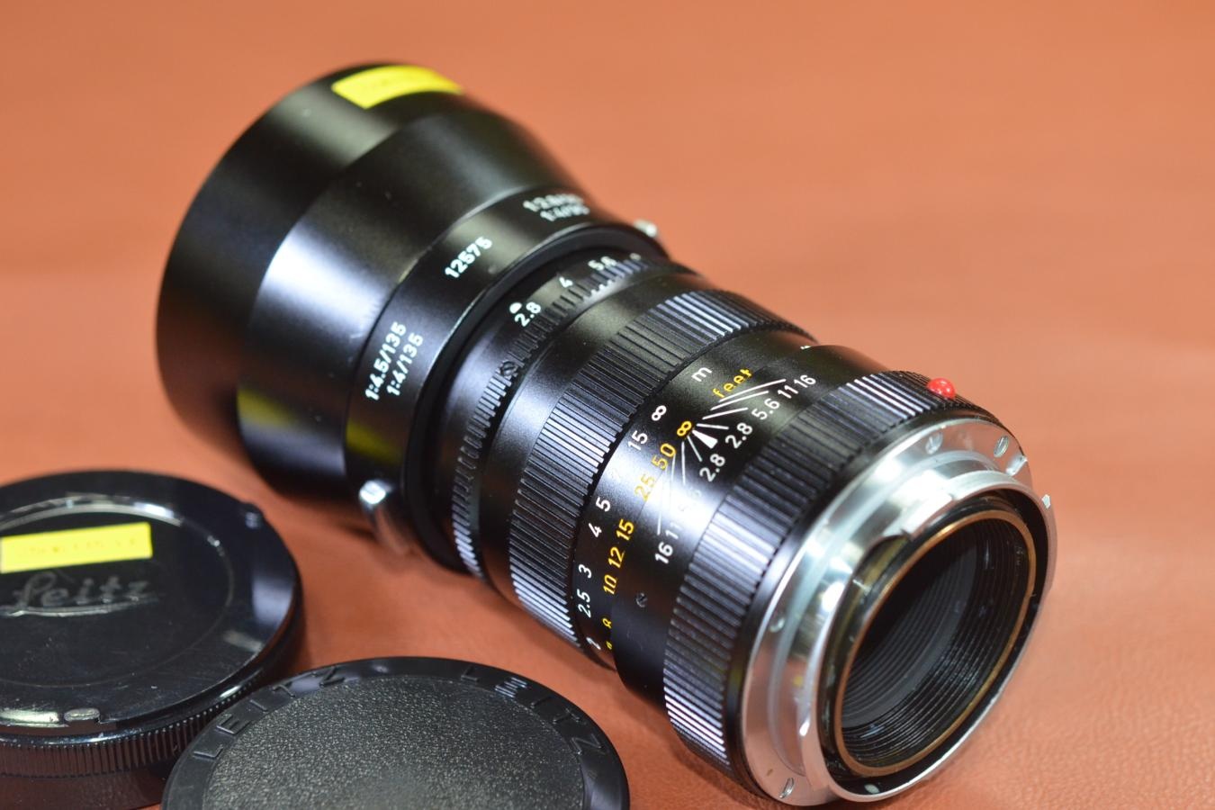 LEICA TELE-ELMARIT M 90mm F2.8 Black 純正メタルフード12575付【265万台1973年製】※キレイな物をお探しの方必見!!自信ありの逸品!!