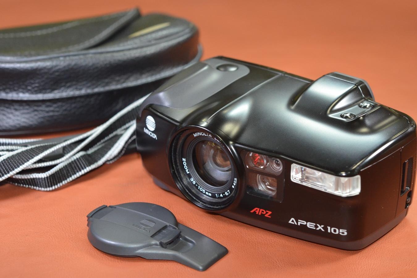 MINOLTA  APEX105 純正ケース、ストラップ付【MINOLTA ZOOM35-105/4-6.7レンズ 搭載】