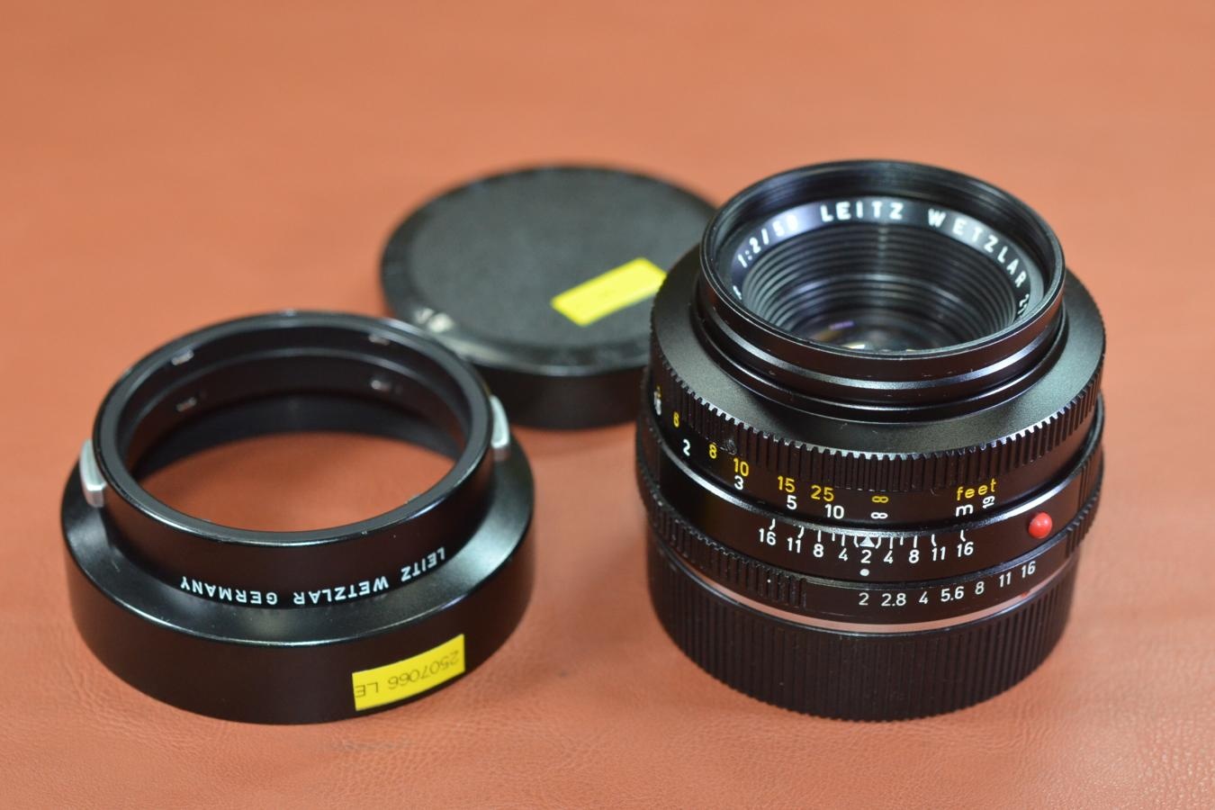 LEICA SUMMICRON-R 50mm F2  3カム 純正フード12564付 通称:先細ズミクロン 270万台1974年製【キレイな物をお探しの方必見!!自信ありの逸品!!】