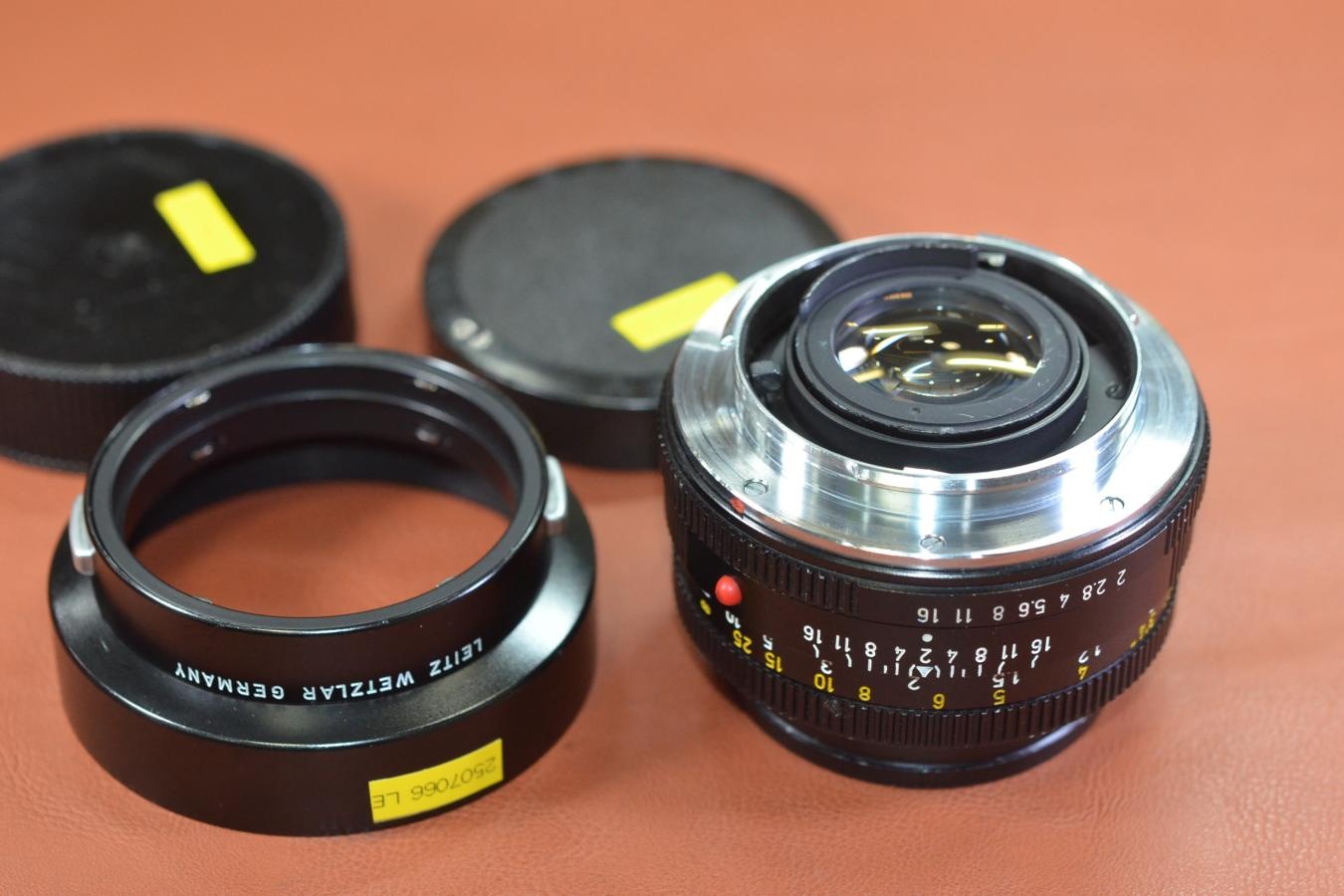 LEICA SUMMICRON-R 50mm F2  3カム 純正フード12564付 通称:先細ズミクロン 270万台1974年製【キレイな物をお探しの方必見!!自信ありの逸品!!】