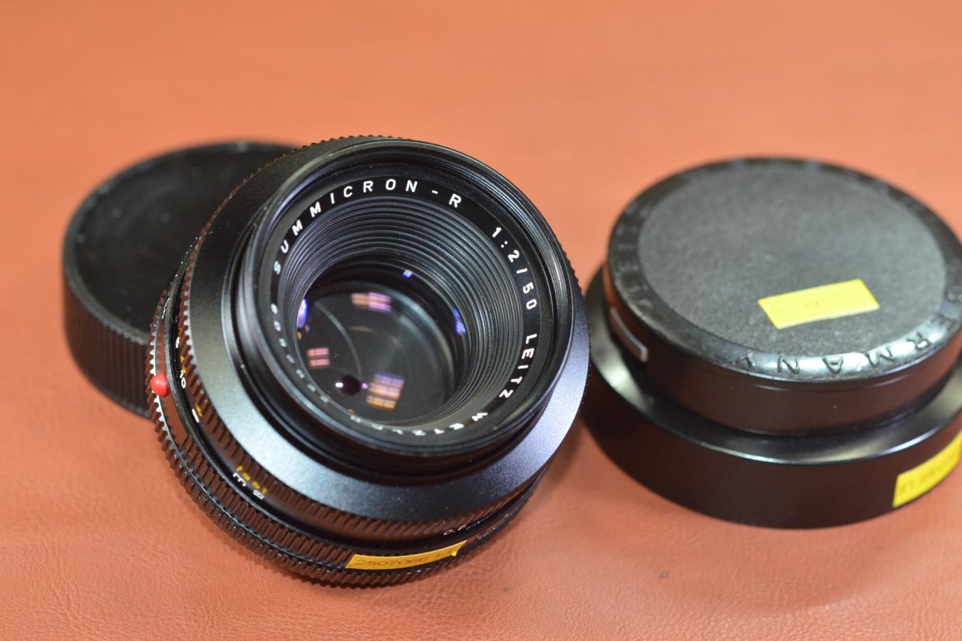 LEICA SUMMICRON-R 50mm F2  3カム 純正フード12564付 通称:先細ズミクロン 270万台1974年製【キレイな物をお探しの方必見!!自信ありの逸品!!】