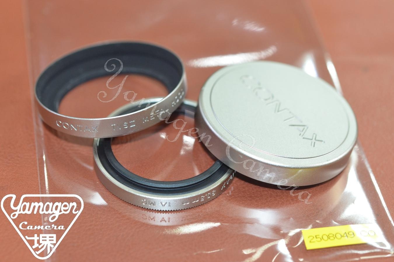 【希 少】CONTAX METAL CAP K-34 Silver  30.5mm 1A MC Filter、TVS II METAL HOOD Silver付【TVS、TVS II、T3等用】