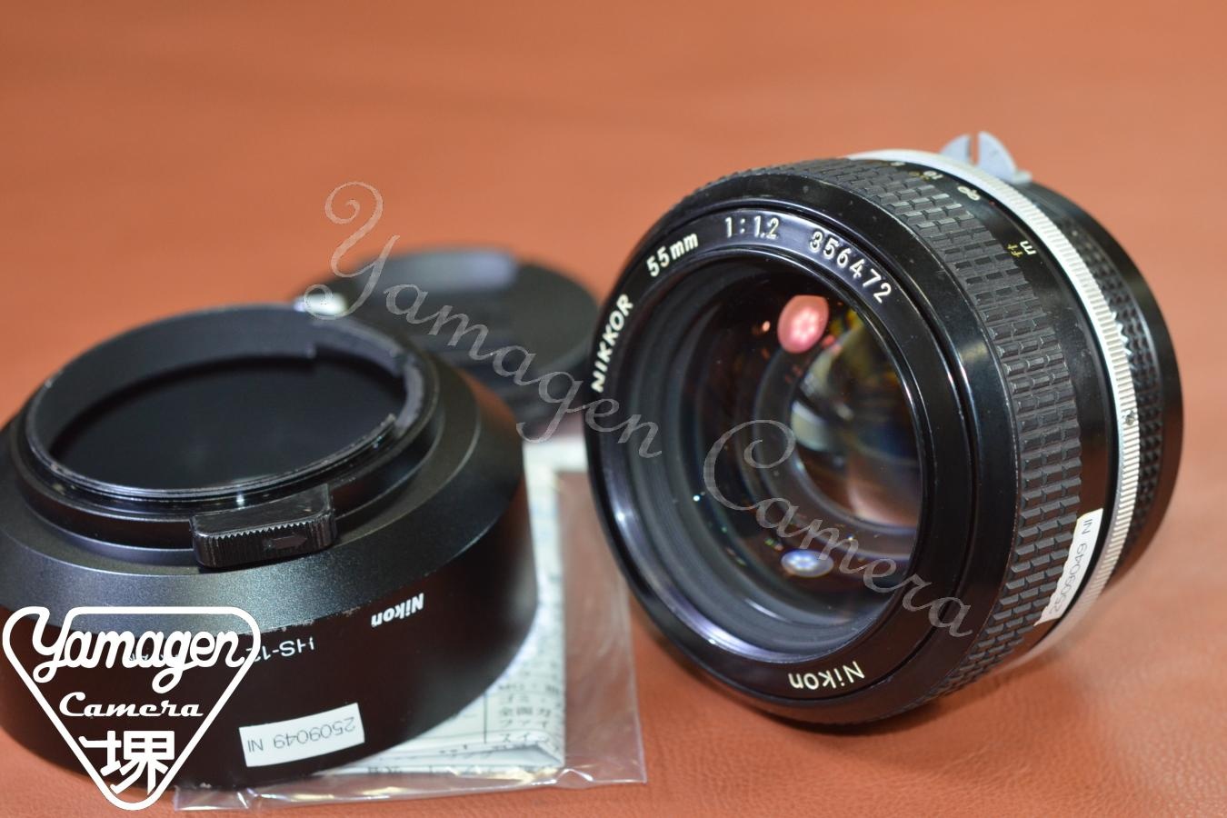Nikon NEW NIKKOR 55mm F1.2 整備済 【純正メタルフードHS-12付】