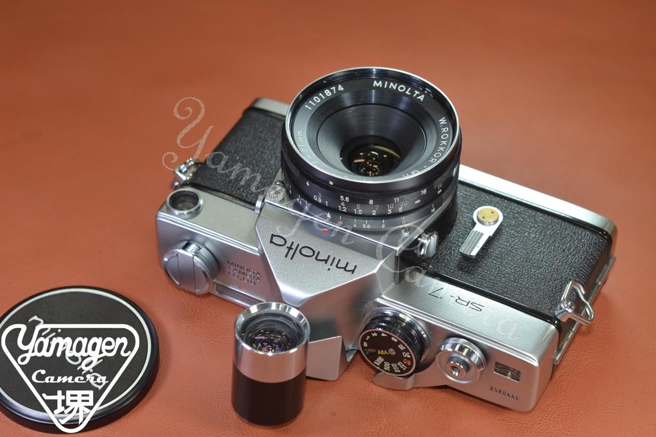 【希 少】minolta SR-7 Silver W.ROKKOR-QH 21/4付 モルト交換済【純正ファインダー付】※キレイな物をお探しの方必見!!自信ありの逸品!!
