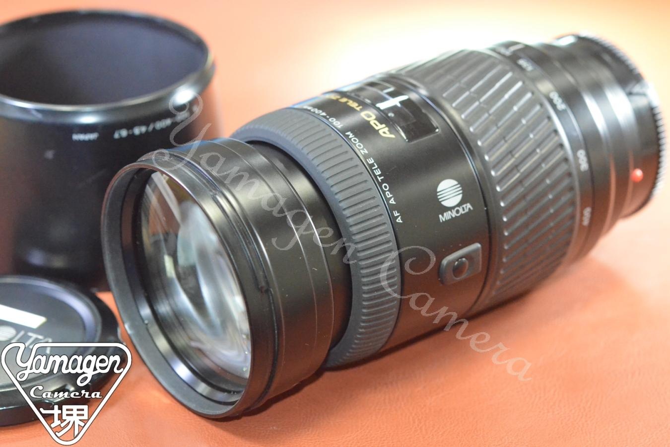 MINOLTA AF APO TELE 100-400mm F4.5-6.7 純正フード付 【SONY Aマウントレンズ】