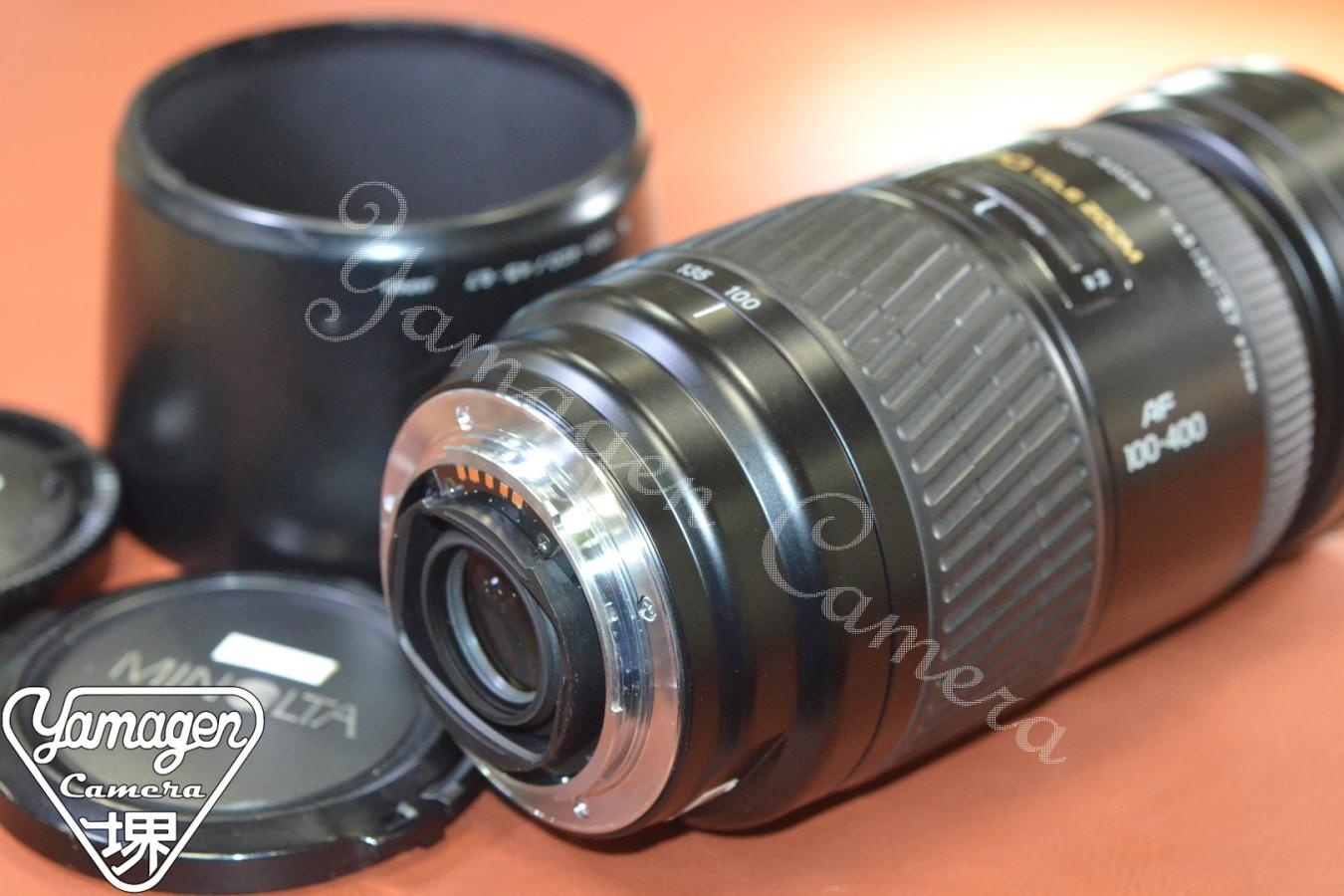 MINOLTA AF APO TELE 100-400mm F4.5-6.7 純正フード付 【SONY Aマウントレンズ】
