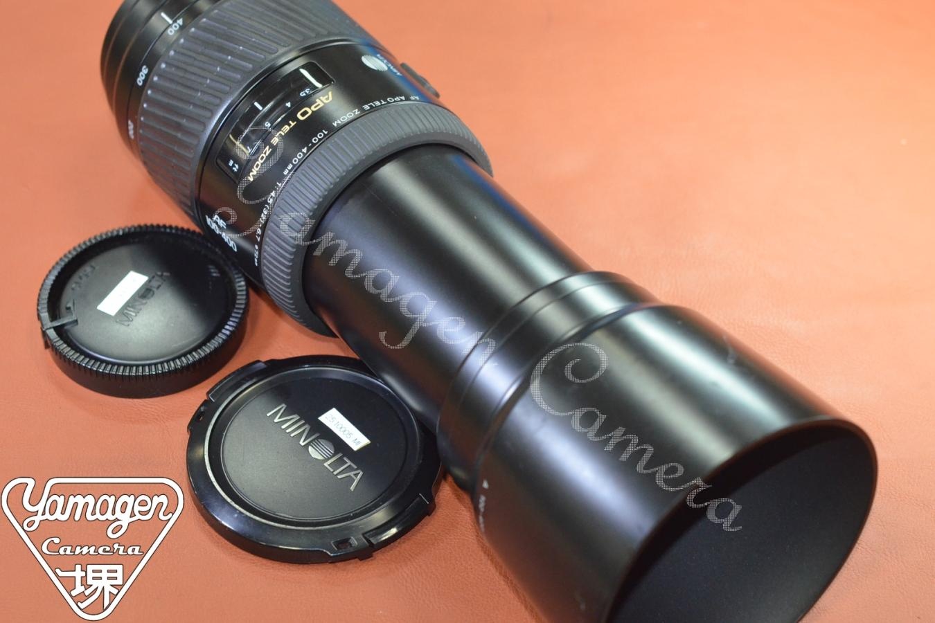 MINOLTA AF APO TELE 100-400mm F4.5-6.7 純正フード付 【SONY Aマウントレンズ】