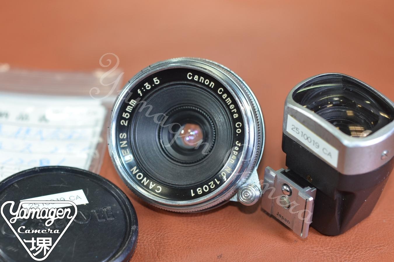 【B級特価品】CANON LENS 25mm F3.5 整備済  純正ファインダー付 【LEICA Lマウントレンズ】