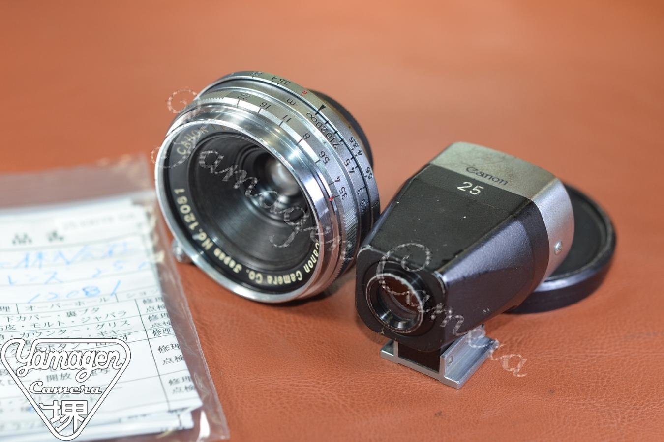 【B級特価品】CANON LENS 25mm F3.5 整備済  純正ファインダー付 【LEICA Lマウントレンズ】