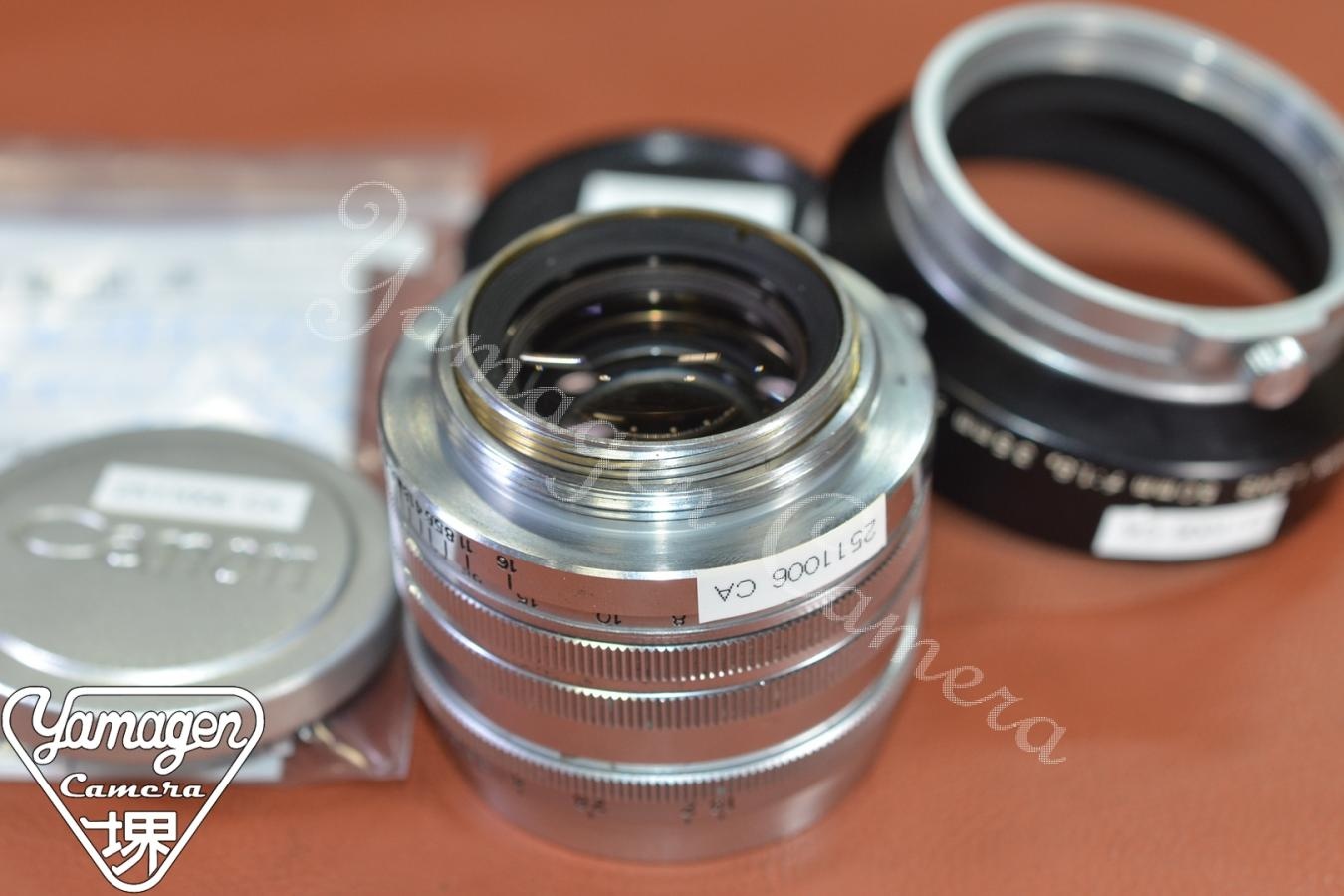 CANON LENS 50mm F1.8 整備済 純正メタルフード付【LEICA Lマウントレンズ】