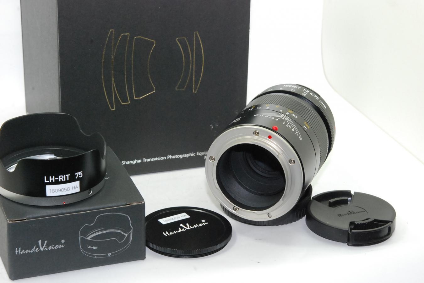 HandeVision IBERIT 75mm F2.4 ブラック 純正フード、元箱付一式 【フジXマウントレンズ】
