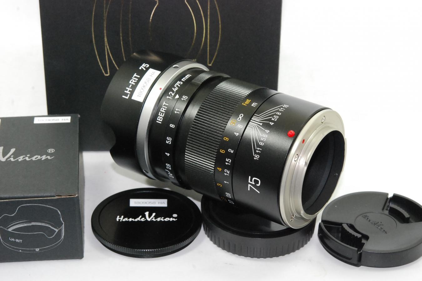 HandeVision IBERIT 75mm F2.4 ブラック 純正フード、元箱付一式 【フジXマウントレンズ】