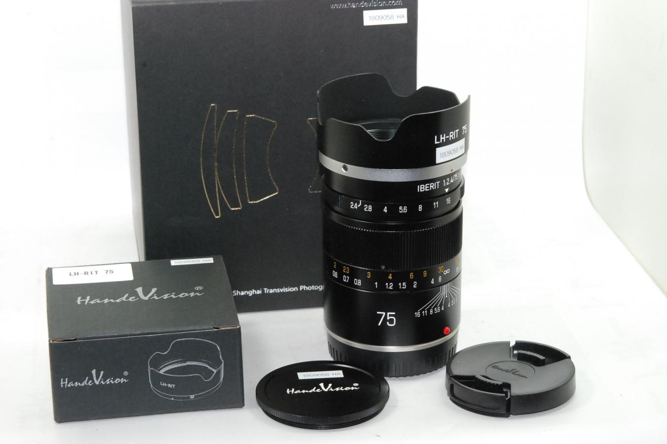 HandeVision IBERIT 75mm F2.4 ブラック 純正フード、元箱付一式 【フジXマウントレンズ】