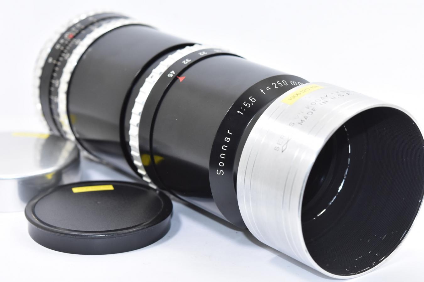【希 少】 Carl Zeiss Sonnar 250mm F5.6 【Kodak製メタルフード付 HASSELBLAD 1000F/1600F用】