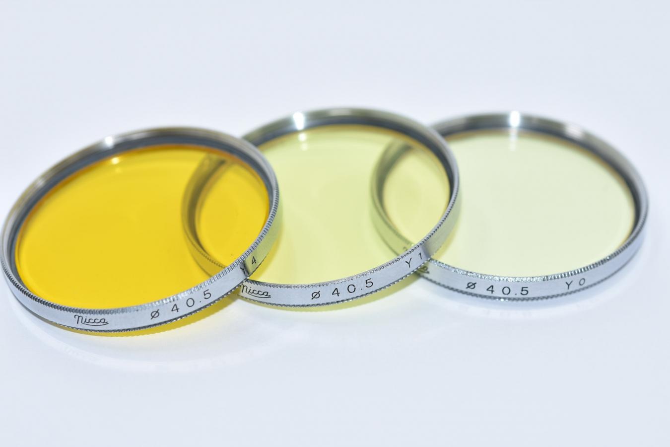 【希 少】Nicca 40.5mm フィルター 3枚セット 【Y0、Y1、Y4  3枚セット】
