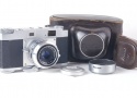 【良品】RICOH/リコー35 S RIKEN 45/2.8レンズ付 シルバー 革ケース、フード付