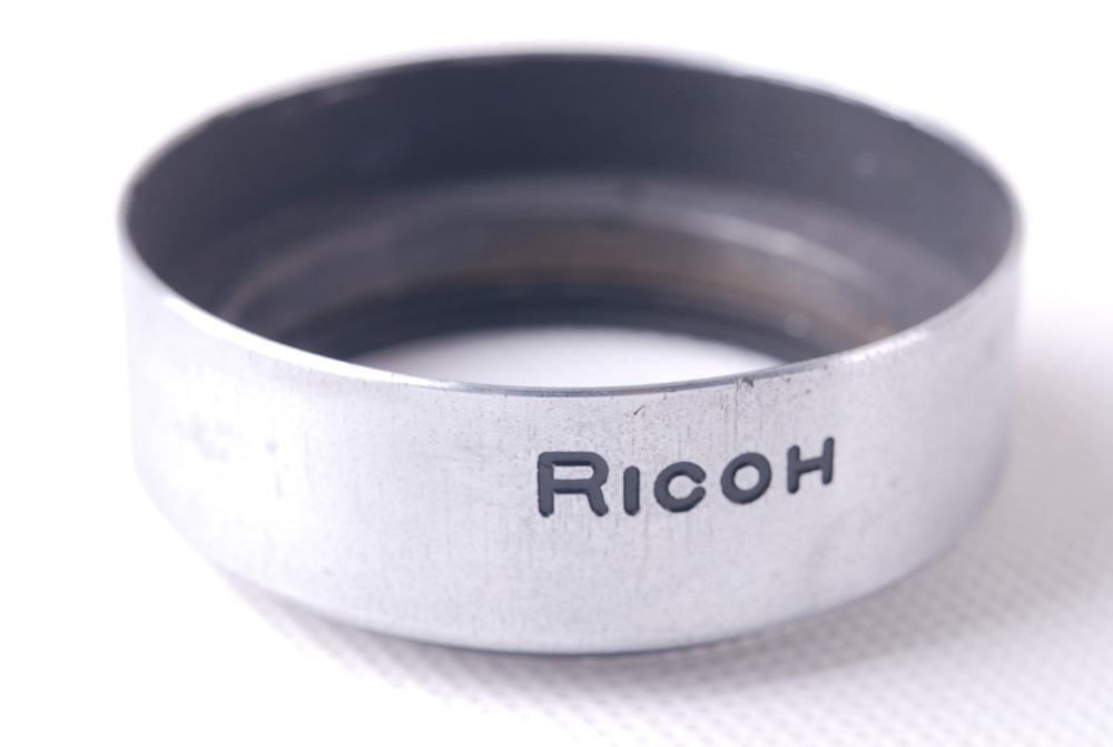 【良品】RICOH/リコー35 S RIKEN 45/2.8レンズ付 シルバー 革ケース、フード付
