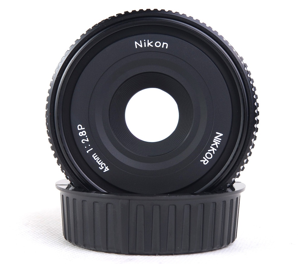 【美品】Nikon/ニコン Nikkor/ニッコール 45mm F2.8 P AI-Sマウント ブラック MF レンズ HN-35フード付